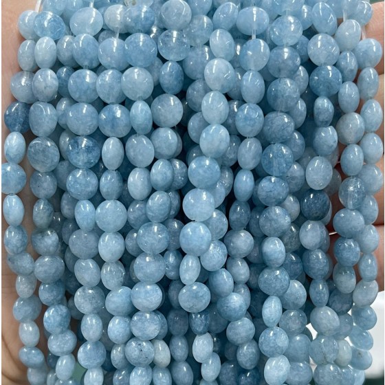 No_1347_Imitated Aquamarine Chalcedony Coin Beads_6mm_(Sold Per Strand)
