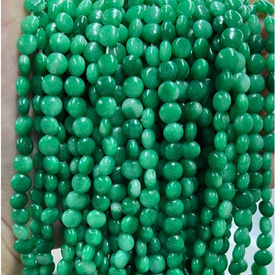 No_1349_Enhanced Dry Green Jade Coin Beads_6mm_(Sold Per Strand)
