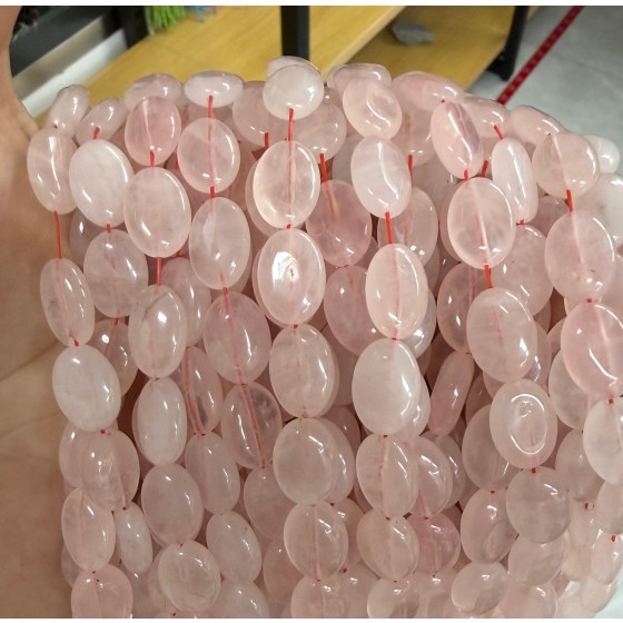 No_1362_Natural Rose Quartzegg Shaped Bead_10*14mm_(Sold Per Strand)