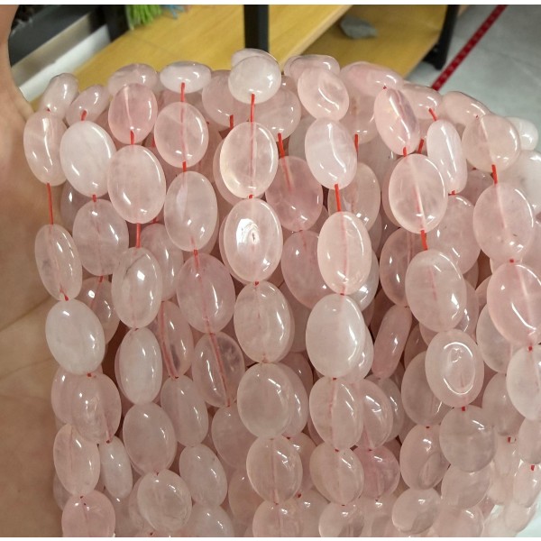 No_1362_Natural Rose Quartzegg Shaped Bead_10*14mm_(Sold Per Strand)