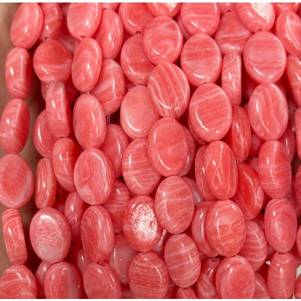 No_1364_Synthetic Rhodochrosite Egg Shaped Bead_10*14mm_(Sold Per Strand)