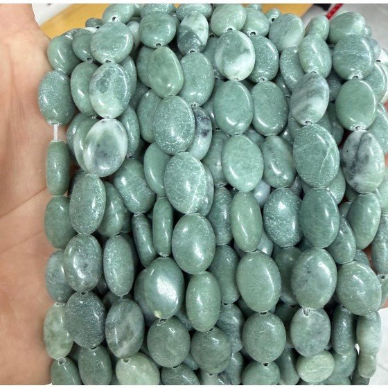 No_1365_Natural Lushan Jade Egg Shaped Bead_10*14mm_(Sold Per Strand)