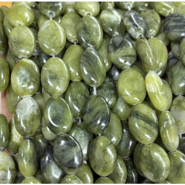 No_1366_Natural Southern Jade Egg Shaped Bead_10*14mm_(Sold Per Strand)