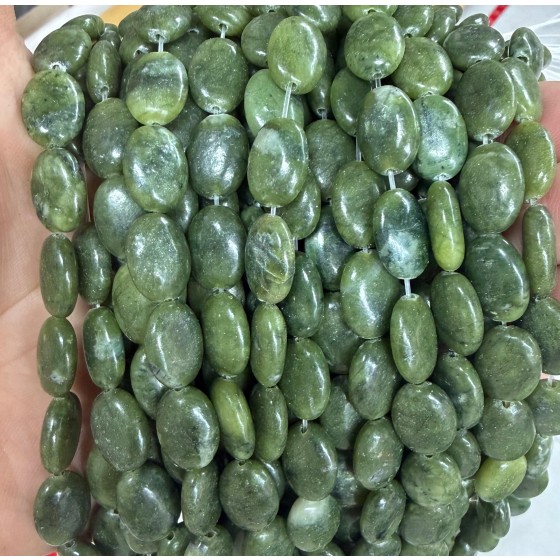 No_1367_Natural Dark Southern Jade Egg Shaped Bead_10*14mm_(Sold Per Strand)
