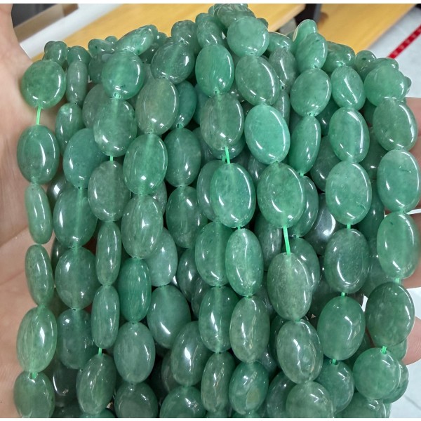 No_1373_Natural Green Aventurine Egg Shaped Bead_10*14mm_(Sold Per Strand)