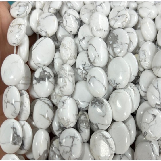 No_1374_Natural White Turquoise Egg Shaped Bead_10*14mm_(Sold Per Strand)