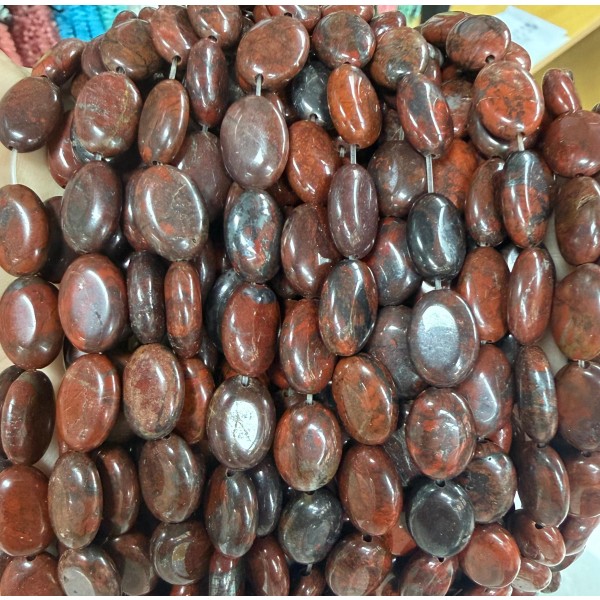 No_1376_Natural Red Poppy Jasper Egg Shaped Bead_10*14mm_(Sold Per Strand)