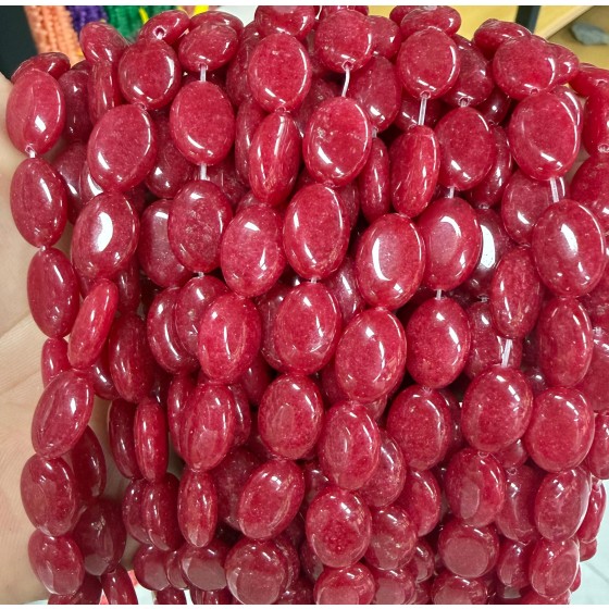 No_1379_Enhanced Dark Red Chalcedony Egg Shaped Bead_10*14mm_(Sold Per Strand)