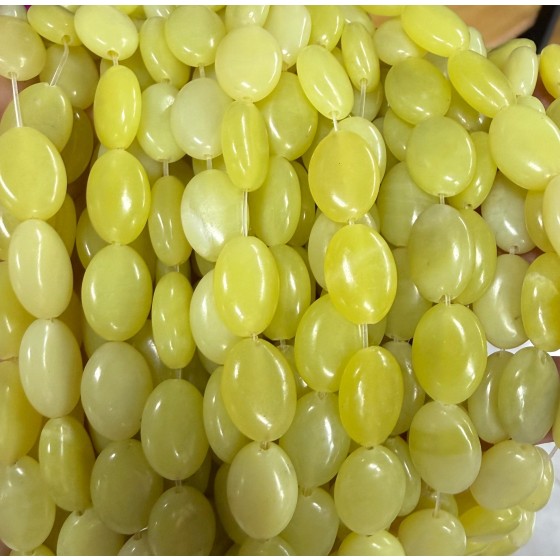 No_1380_Natural Lemon Jade Egg Shaped Bead_10*14mm_(Sold Per Strand)