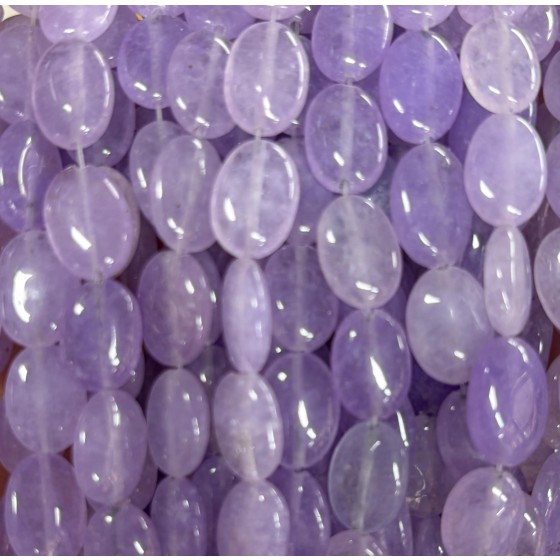 No_1382_Enhanced Light Purple Chalcedony Egg Shaped Bead_10*14mm_(Sold Per Strand)