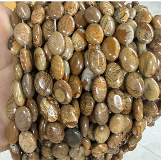 No_1385_Natural Picture Jasper Egg Shaped Bead_10*14mm_(Sold Per Strand)