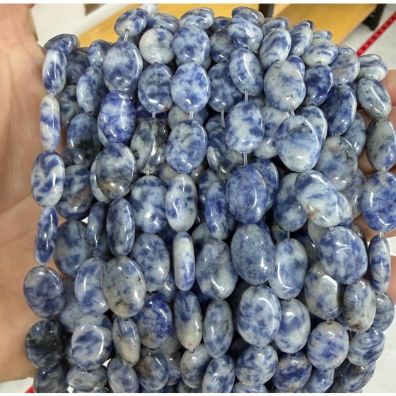 No_1386_Natural Blue Spot Jasper Egg Shaped Bead_10*14mm_(Sold Per Strand)