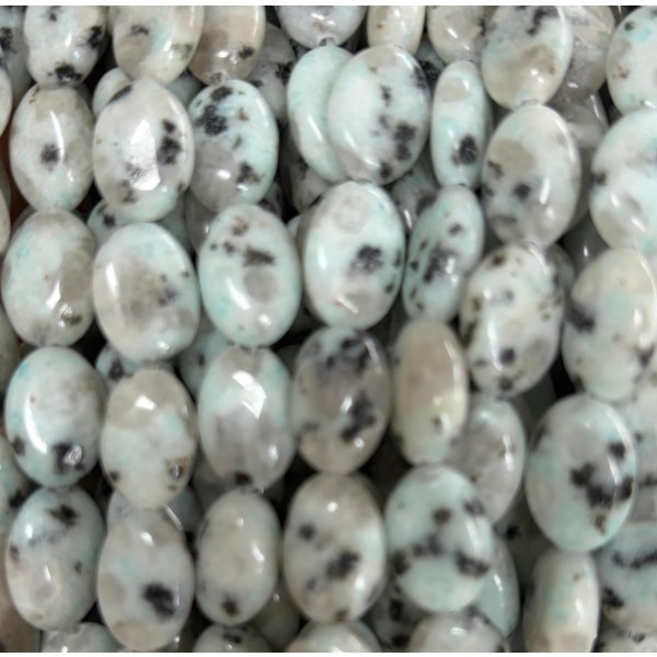 No_1388_Natural Kiwi Stone Blue Stone Egg Shaped Bead_10*14mm_(Sold Per Strand)