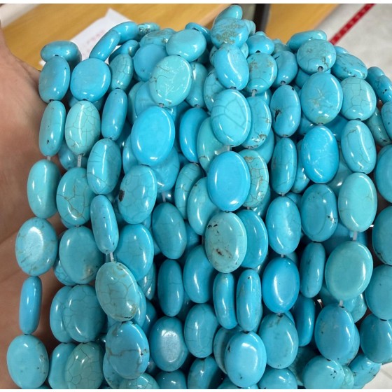 No_1394_Enhanced Blue Turquoise Oval Bead_10*14mm_(Sold Per Strand)