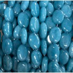 No_1397_Enhanced Ink Blue Chalcedony Oval Bead_10*14mm_(Sold Per Strand)