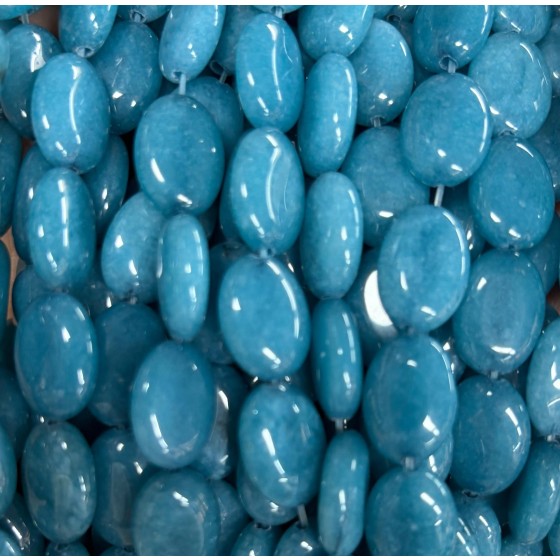 No_1397_Enhanced Ink Blue Chalcedony Oval Bead_10*14mm_(Sold Per Strand)