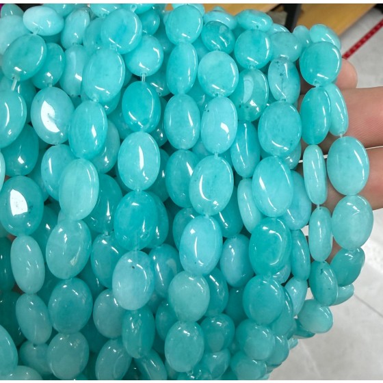 No_1401_Enhanced Amazonite Color Chalcedony Oval Bead_10*14mm_(Sold Per Strand)