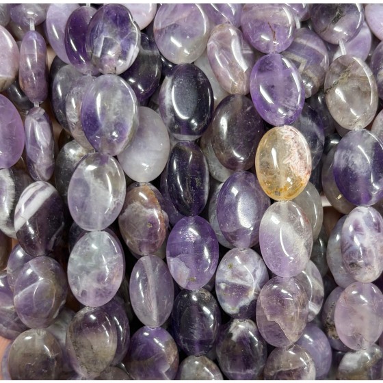 No_1404_Natural Amethyst Egg Shaped Beads_10*14mm_(Sold Per Strand)