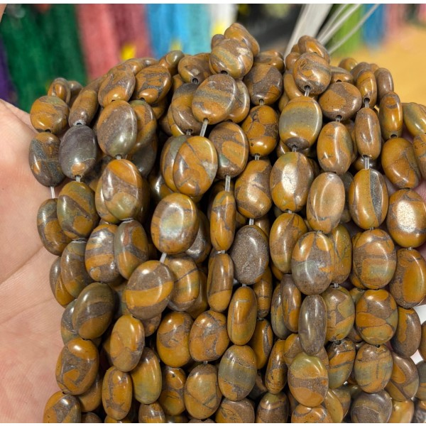No_1406_Synthetic Candy Jasper Egg Shaped Beads_10*14mm_(Sold Per Strand)
