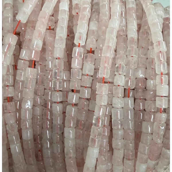 No_1409_Natural Rose Quartzcylinder Beads_4*4mm_(Sold Per Strand)