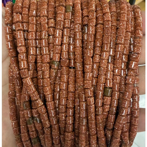 No_1410_Synthetic Goldstone Cylinder Beads_4*4mm_(Sold Per Strand)