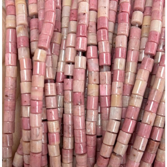 No_1413_Natural Red Rhodonite Cylinder_4*4mm_(Sold Per Strand)