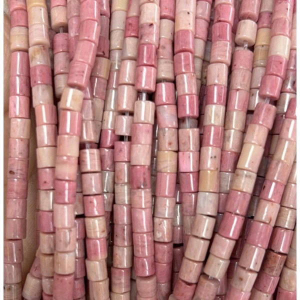 No_1413_Natural Red Rhodonite Cylinder_4*4mm_(Sold Per Strand)