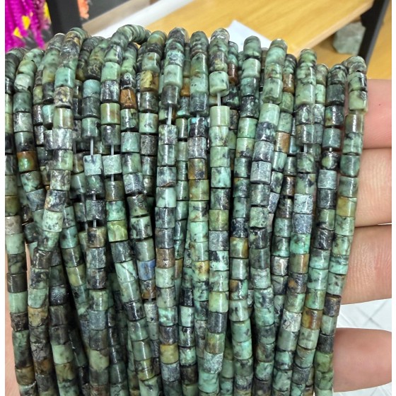 No_1415_Natural African Turquoise Cylinder_4*4mm_(Sold Per Strand)