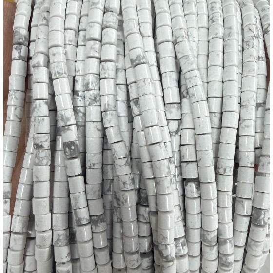 No_1418_Natural White Turquoise Cylinder_4*4mm_(Sold Per Strand)