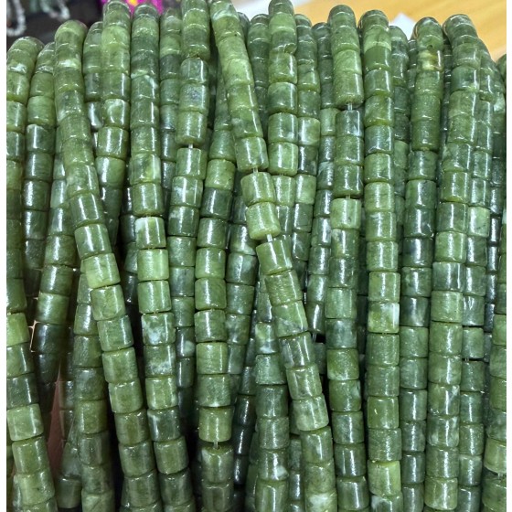 No_1419_Natural Dark Southern Jade Cylinder_4*4mm_(Sold Per Strand)