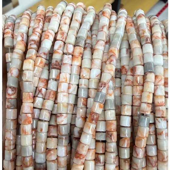 No_1432_Natural Red Network Jasper Cylinder_4*4mm_(Sold Per Strand)