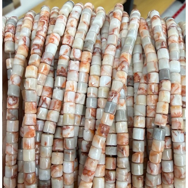 No_1432_Natural Red Network Jasper Cylinder_4*4mm_(Sold Per Strand)