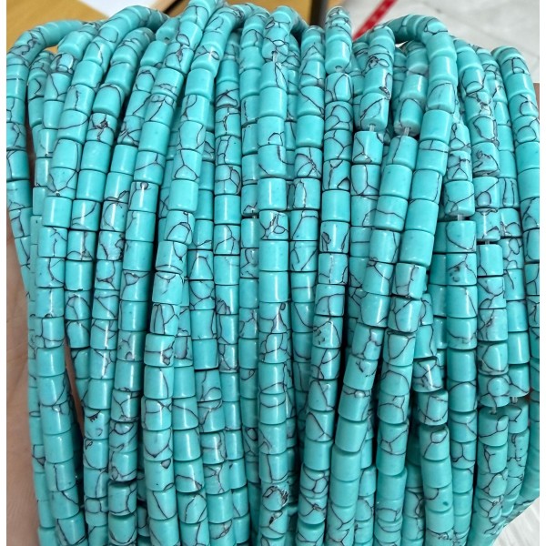 No_1434_Synthetic Light Turquoise Cylinder_4*4mm_(Sold Per Strand)