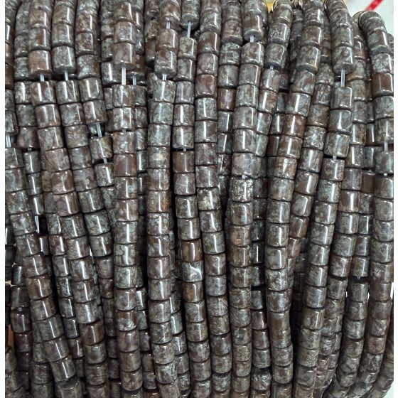 No_1440_Natural Coffee Snowflake Stone Cylinder_4*4mm_(Sold Per Strand)