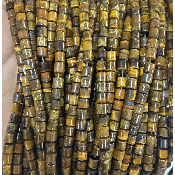 No_1442_Natural Yellow Tiger Eye Stone Cylinder_4*4mm_(Sold Per Strand)