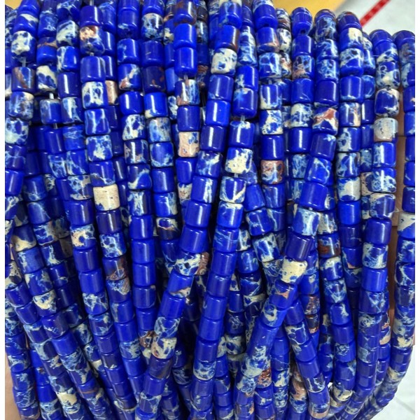 No_1443_Synthetic Dark Blue Imperial Jasper Cylinder_4*4mm_(Sold Per Strand)