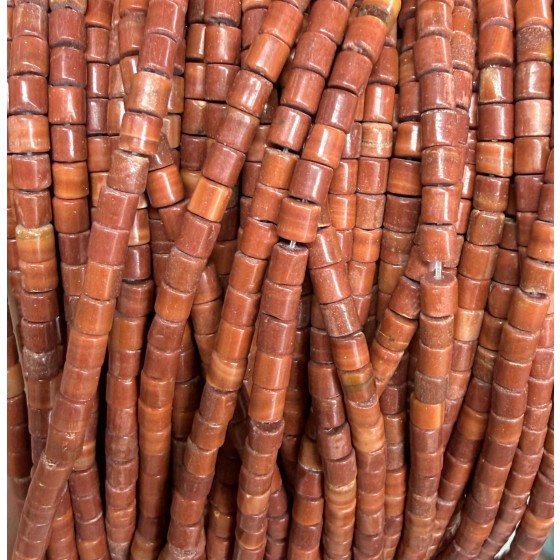 No_1448_Natural Red Banded Red Jasper Cylinder_4*4mm_(Sold Per Strand)