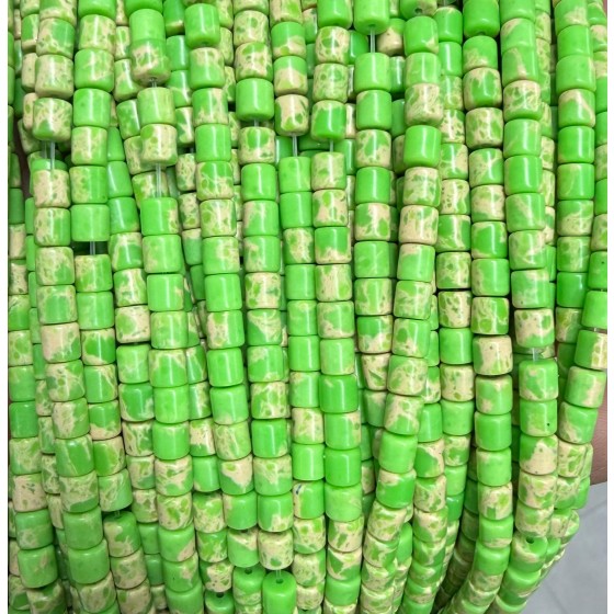 No_1456_Synthetic Fruit Green Imperial Jasper Cylinder_4*4mm_(Sold Per Strand)