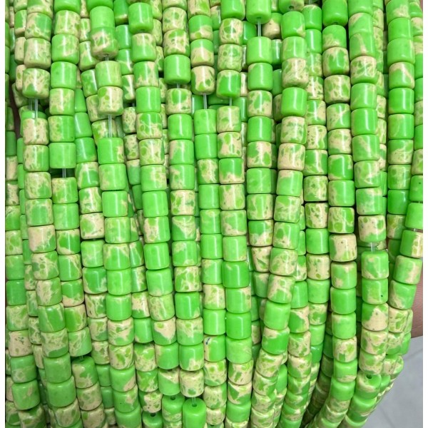 No_1456_Synthetic Fruit Green Imperial Jasper Cylinder_4*4mm_(Sold Per Strand)