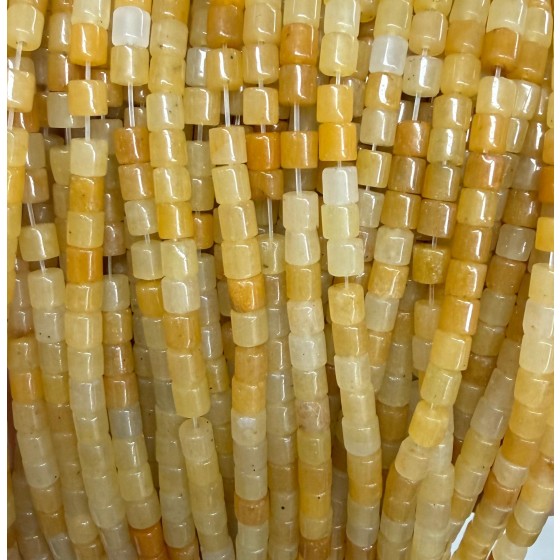No_1464_Yellow Jade Cylinder_4*4mm_(Sold Per Strand)