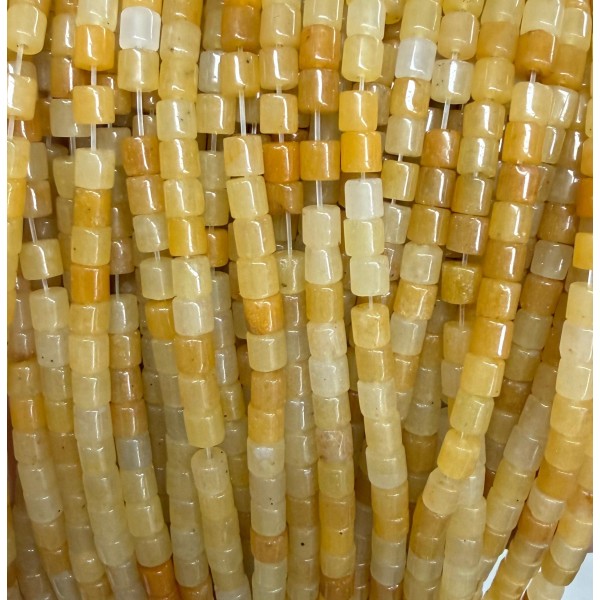 No_1464_Yellow Jade Cylinder_4*4mm_(Sold Per Strand)