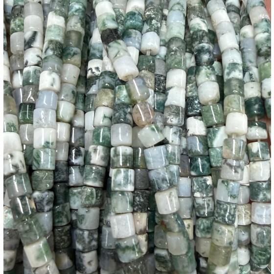 No_1467_Natural Tree Agate Cylinder_4*4mm_(Sold Per Strand)