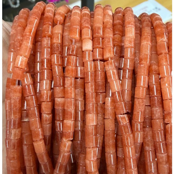 No_1468_Enhanced Orange Red Chalcedony Cylinder_4*4mm_(Sold Per Strand)