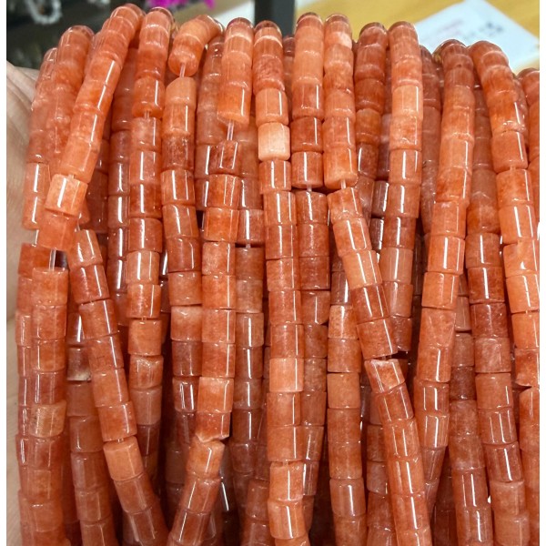 No_1468_Enhanced Orange Red Chalcedony Cylinder_4*4mm_(Sold Per Strand)