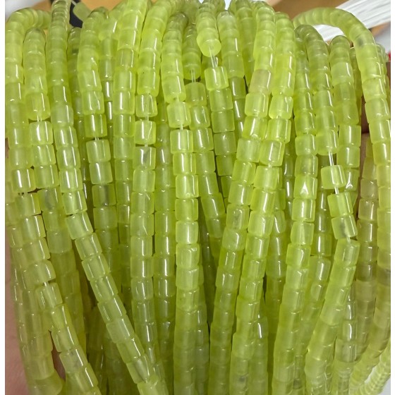 No_1471_Enhanced Grass Green Chalcedony Cylinder_4*4mm_(Sold Per Strand)