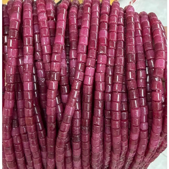 No_1472_Enhanced Dark Red Chalcedony Cylinder_4*4mm_(Sold Per Strand)