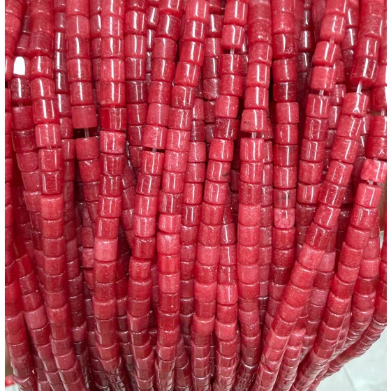 No_1473_Enhanced Red Chalcedony Cylinder_4*4mm_(Sold Per Strand)