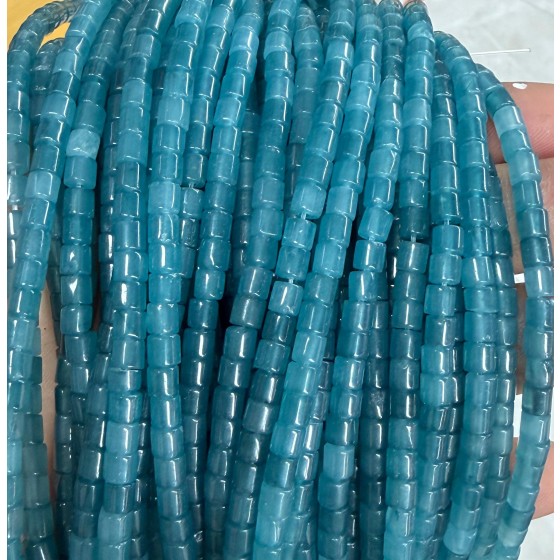 No_1478_Enhanced Ink Blue Chalcedony Cylinder_4*4mm_(Sold Per Strand)
