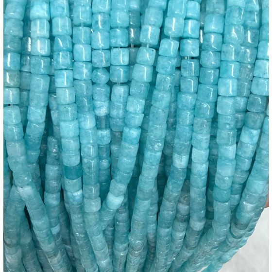 No_1479_Enhanced Lake Blue Chalcedony Cylinder_4*4mm_(Sold Per Strand)