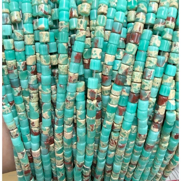 No_1483_Synthetic Green Imperial Jasper Cylinder_4*4mm_(Sold Per Strand)